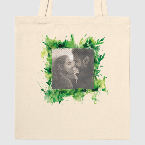 Plátěná taška s personalizovaným zeleným rámečkem